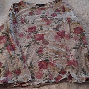 Long Tall Sally Gray Pink Floral Long Sleeve Top